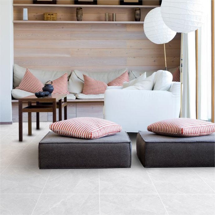 rustic tile porcleain tile glazed tile 600x600mm protsea matt ice color effect living room photo installed peoject
