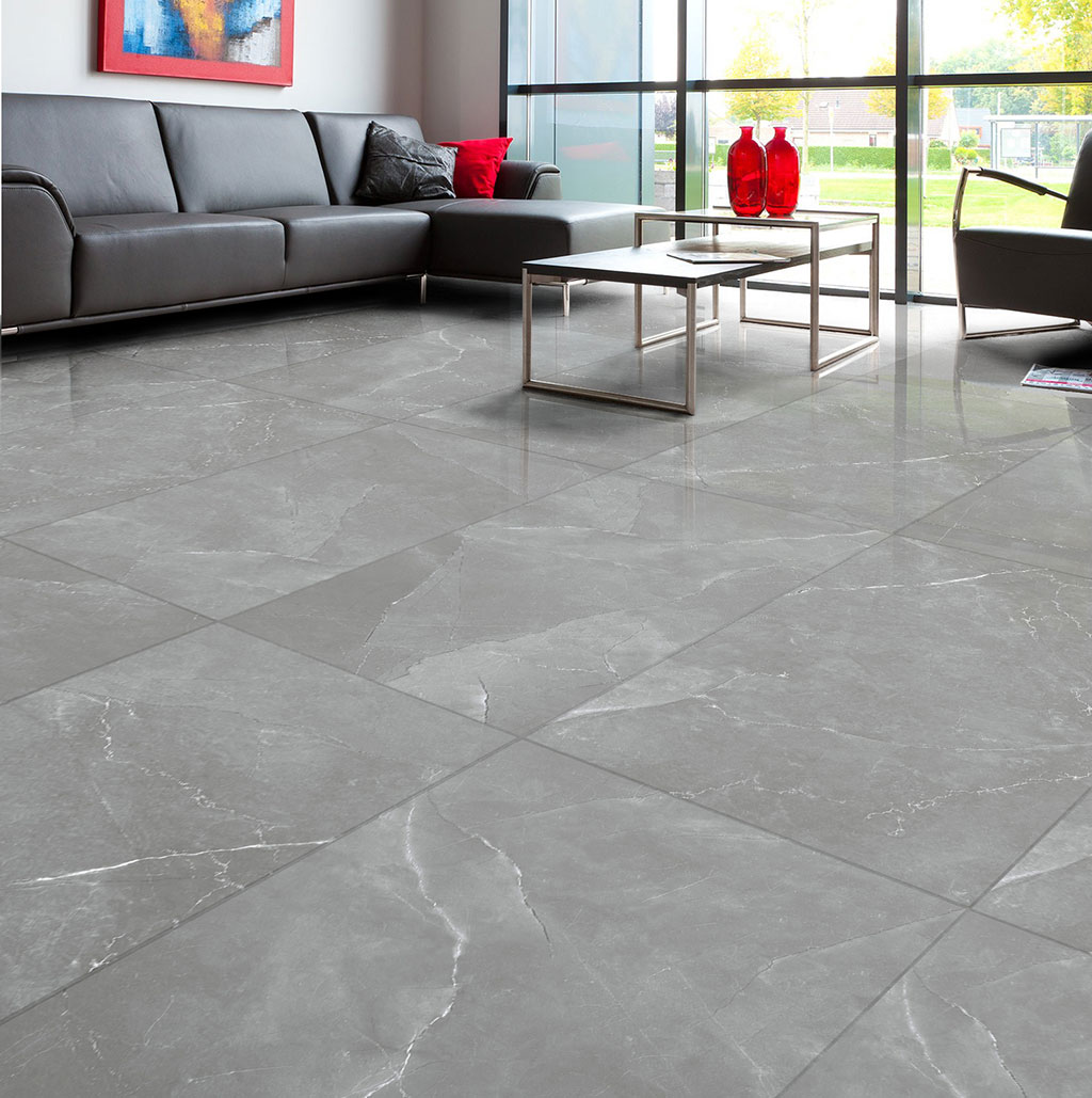 glazed polished porcleain tile glazed tile 600x1200mm polished finsihed pulpis grey glossy effect photo living room