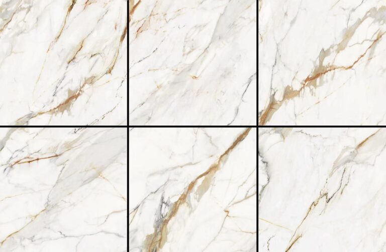 white glazed polished porcelain tile 600x600mm golden carrara design polished finished glossy full view production photo