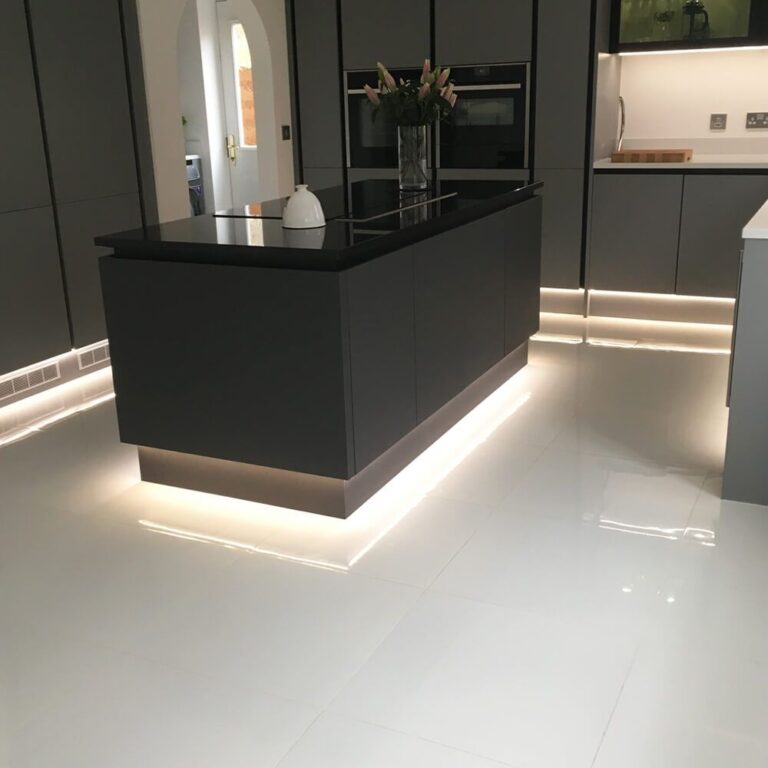 polished porcelain tile double loading super white effect real photo kicthen floor