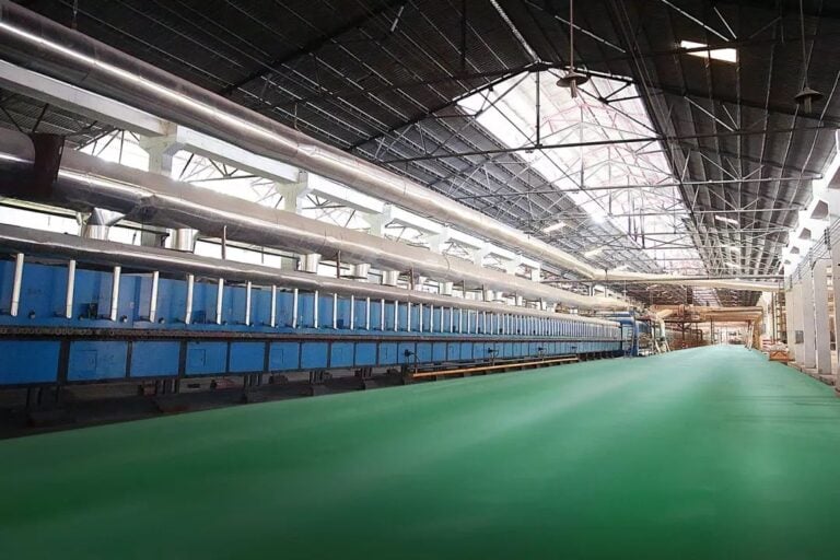 large format tile factory production line full view real photo