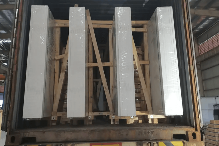 Crystal White Quartz stone Crystallized Stone large format fullbody polished real photo of container loading