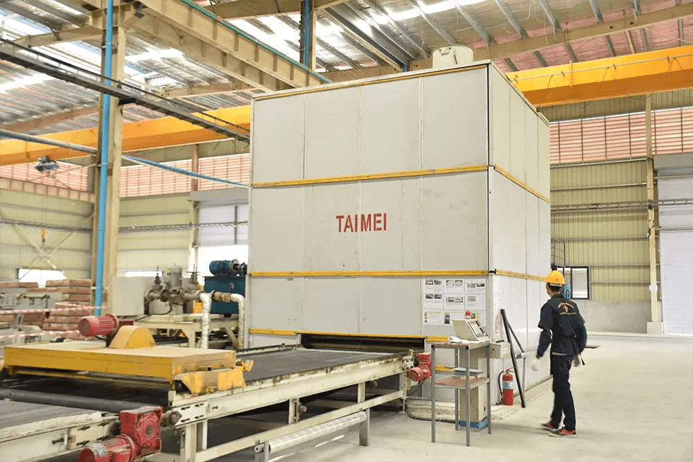 factory production line for porcelain tile at Contigo Ceramics