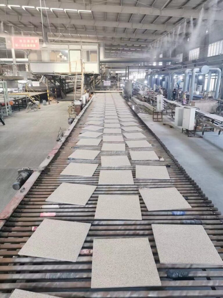 20mm outdoor porcelain paver tiles on production line factory quality control thickness comparison manufacturing process