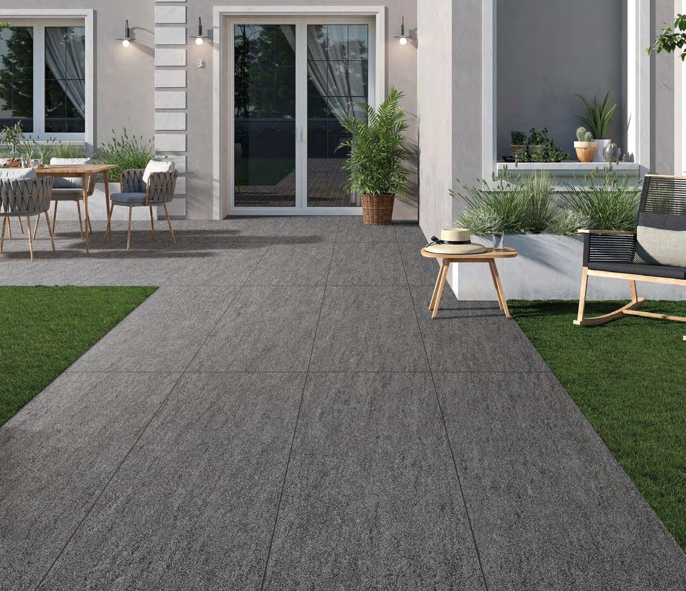 Basaltina 173K Gallery Basaltina 173K 20mm outdoor porcelain tile detail and application image