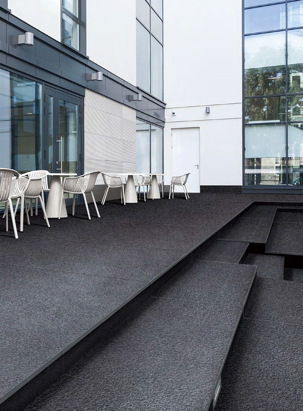 Black Fuding 121K Gallery Black Fuding 121K 20mm outdoor porcelain tile detail and application image