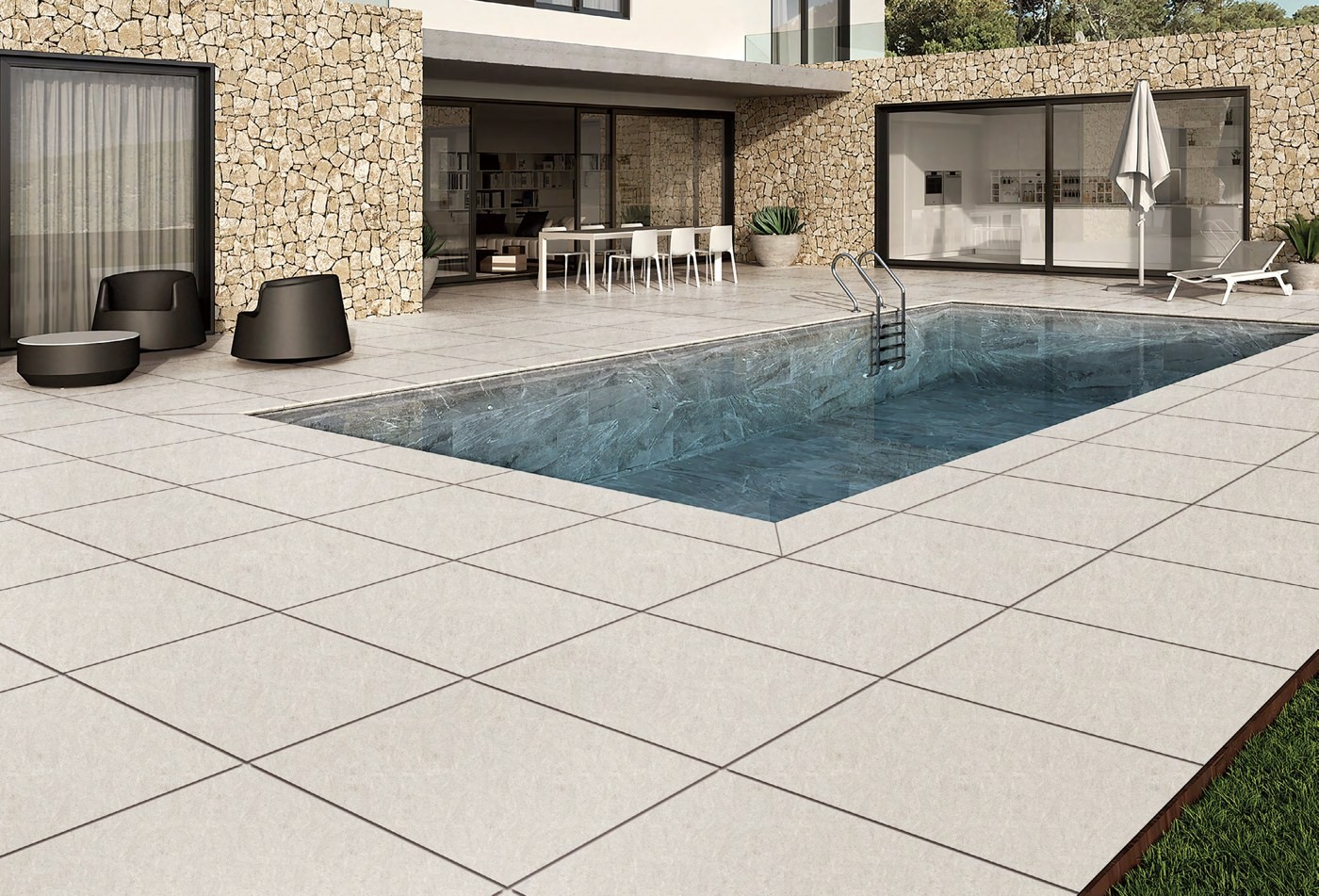 Sandstone ACE 20mm outdoor porcelain tile detail and application image