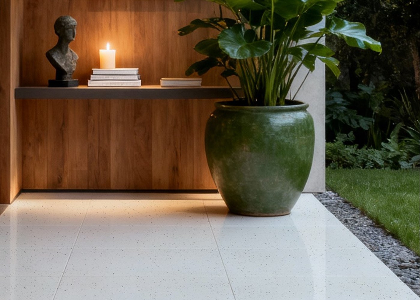 Nova Speck polished porcelain tile series floor scene