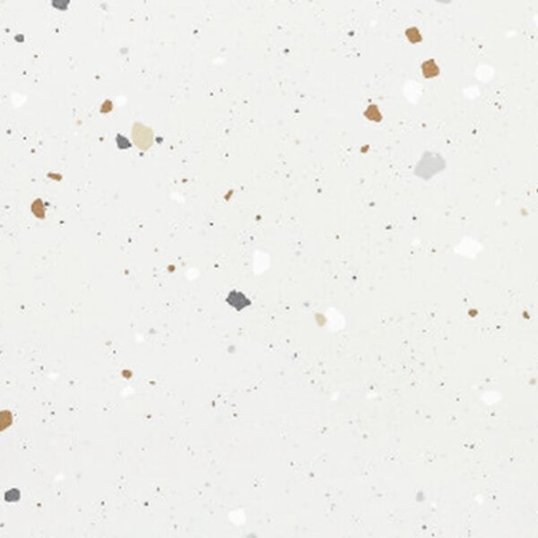SP66AA01T Splash Terrazzo face 1 polished porcelain tile SP66AA01T white grey gold beige bold terrazzo look glazed polished porcelain tile glossy speckled surface close up product photo 600x600mm random design face 1