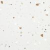 SP66AA01T Splash Terrazzo face 2 polished porcelain tile SP66AA01T white grey gold beige bold terrazzo look glazed polished porcelain tile glossy speckled surface close up product photo 600x600mm random design face 2