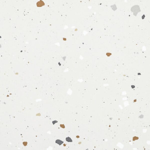 SP66AA01T Splash Terrazzo face 3 polished porcelain tile SP66AA01T white grey gold beige bold terrazzo look glazed polished porcelain tile glossy speckled surface close up product photo 600x600mm random design face 3