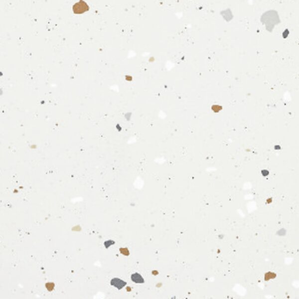 SP66AA01T Splash Terrazzo face 4 polished porcelain tile SP66AA01T white grey gold beige bold terrazzo look glazed polished porcelain tile glossy speckled surface close up product photo 600x600mm random design face 4