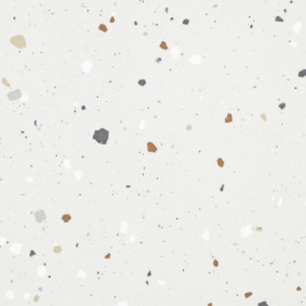 SP66AA01T Splash Terrazzo face 5 polished porcelain tile SP66AA01T white grey gold beige bold terrazzo look glazed polished porcelain tile glossy speckled surface close up product photo 600x600mm random design face 5