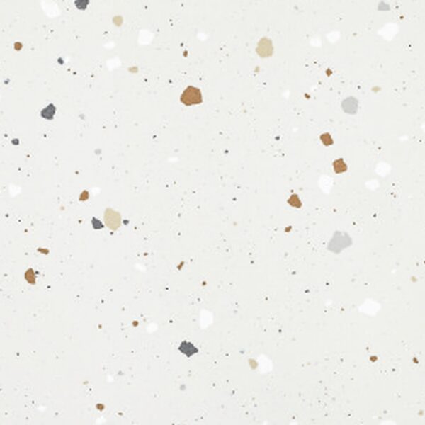 SP66AA01T Splash Terrazzo face 6 polished porcelain tile SP66AA01T white grey gold beige bold terrazzo look glazed polished porcelain tile glossy speckled surface close up product photo 600x600mm random design face 6