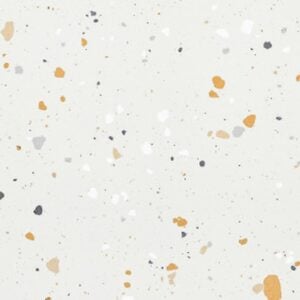 SP66AA02T white beige gold cream bold terrazzo look glazed polished porcelain tile glossy speckled surface close up product photo 600x600mm random design face 1