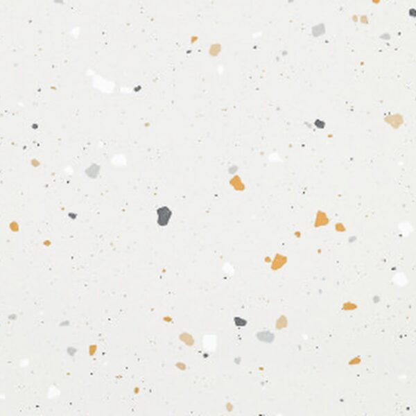 SP66AA02T white beige gold cream bold terrazzo look glazed polished porcelain tile glossy speckled surface close up product photo 600x600mm random design face 3