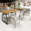SP66AA03T white grey black silver bold terrazzo look glazed polished porcelain tile installed floor effect photo commercial interior project photo glossy white floor