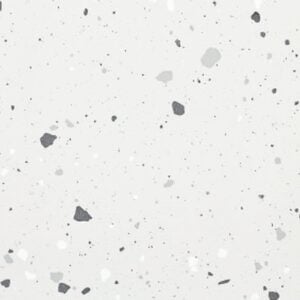 SP66AA03T white grey black silver bold terrazzo look glazed polished porcelain tile glossy speckled surface close up product photo 600x600mm random design face 1