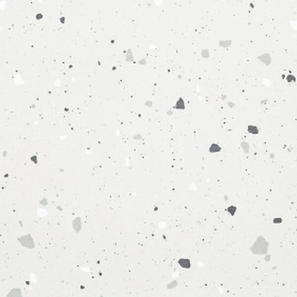 SP66AA03T white grey black silver bold terrazzo look glazed polished porcelain tile glossy speckled surface close up product photo 600x600mm random design face 2
