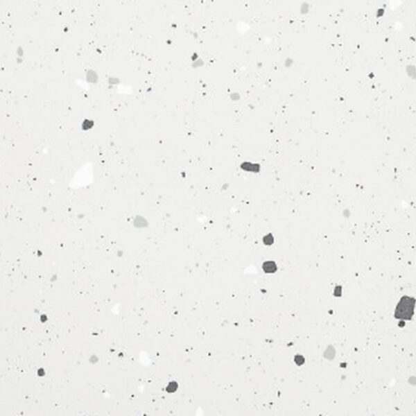SP66AA03T white grey black silver bold terrazzo look glazed polished porcelain tile glossy speckled surface close up product photo 600x600mm random design face 3