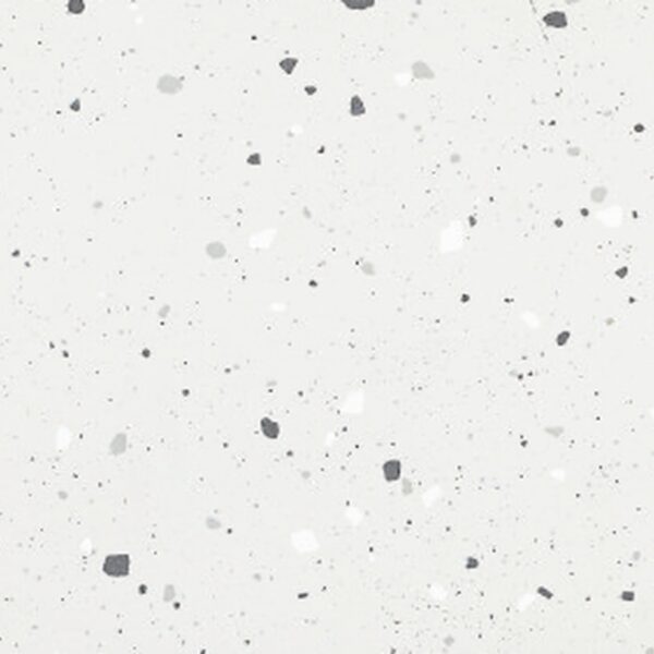 SP66AA03T white grey black silver bold terrazzo look glazed polished porcelain tile glossy speckled surface close up product photo 600x600mm random design face 5