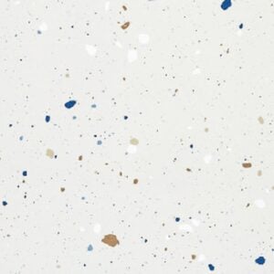 SP66AA04T Splash Terrazzo face 1 polished porcelain tile SP66AA04T white blue gold grey bold terrazzo look glazed polished porcelain tile glossy speckled surface close up product photo 600x600mm random design face 1
