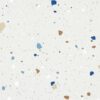 SP66AA04T white blue gold grey bold terrazzo look glazed polished porcelain tile glossy speckled surface close up product photo 600x600mm random design face 6