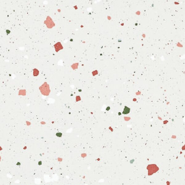SP66AA05T Splash Terrazzo face 5 polished porcelain tile SP66AA05T white red green grey bold terrazzo look glazed polished porcelain tile glossy speckled surface close up product photo 600x600mm random design face 5
