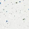 SP66AA06T Splash Terrazzo face 1 polished porcelain tile SP66AA06T white blue green grey bold terrazzo look glazed polished porcelain tile glossy speckled surface close up product photo 600x600mm random design face 1