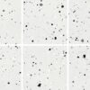 SP66AA07T white black grey charcoal bold terrazzo look glazed polished porcelain tile complete 6 random design faces product photo 600x600mm glossy surface