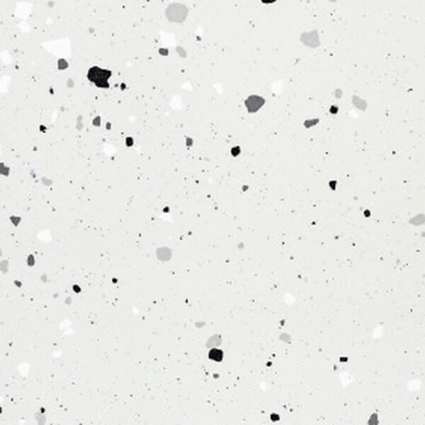 SP66AA07T white black grey charcoal bold terrazzo look glazed polished porcelain tile glossy speckled surface close up product photo 600x600mm random design face 1