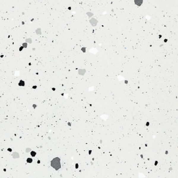 SP66AA07T white black grey charcoal bold terrazzo look glazed polished porcelain tile glossy speckled surface close up product photo 600x600mm random design face 3