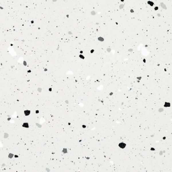 SP66AA07T white black grey charcoal bold terrazzo look glazed polished porcelain tile glossy speckled surface close up product photo 600x600mm random design face 4