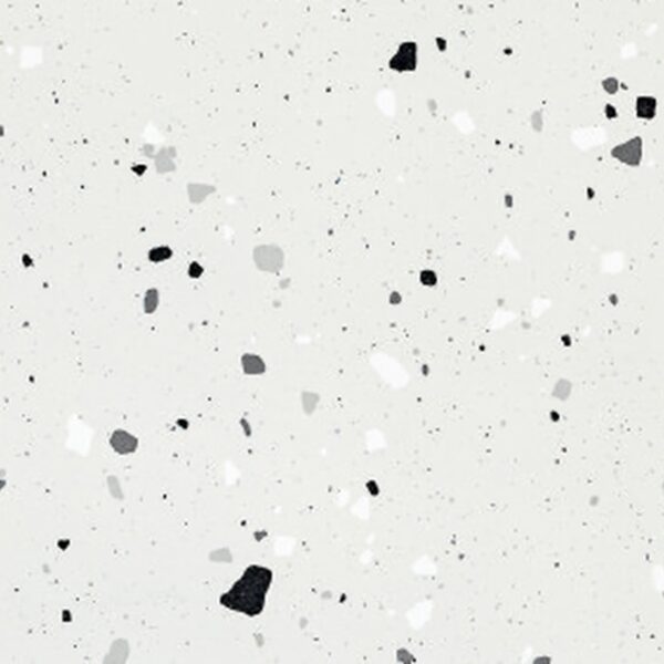 SP66AA07T white black grey charcoal bold terrazzo look glazed polished porcelain tile glossy speckled surface close up product photo 600x600mm random design face 5
