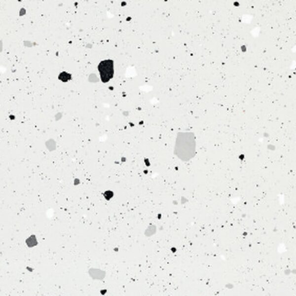 SP66AA07T white black grey charcoal bold terrazzo look glazed polished porcelain tile glossy speckled surface close up product photo 600x600mm random design face 6