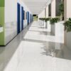 SP66AB01T white grey gold beige crystal granule terrazzo look glazed polished porcelain tile installed floor effect photo commercial interior project photo glossy white floor