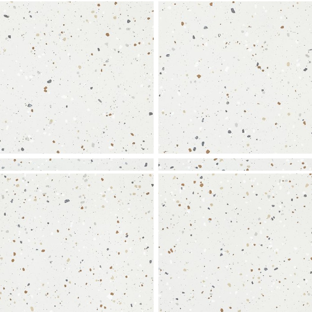 SP66AB01T white grey gold beige crystal granule terrazzo look glazed polished porcelain tile complete 4 random design faces product photo 600x600mm glossy surface
