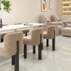 SP66AB02T Crystal Granule installed floor effect photo SP66AB02T white grey gold cream crystal granule terrazzo look glazed polished porcelain tile installed floor effect photo commercial interior project photo glossy white floor