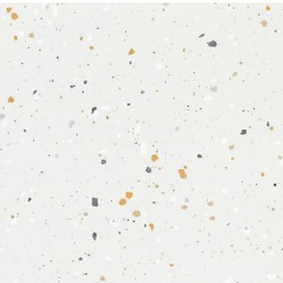 SP66AB02T white grey gold cream crystal granule terrazzo look glazed polished porcelain tile glossy speckled surface close up product photo 600x600mm random design face 1
