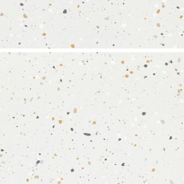 SP66AB02T Crystal Granule face 4 polished porcelain tile SP66AB02T white grey gold cream crystal granule terrazzo look glazed polished porcelain tile glossy speckled surface close up product photo 600x600mm random design face 4