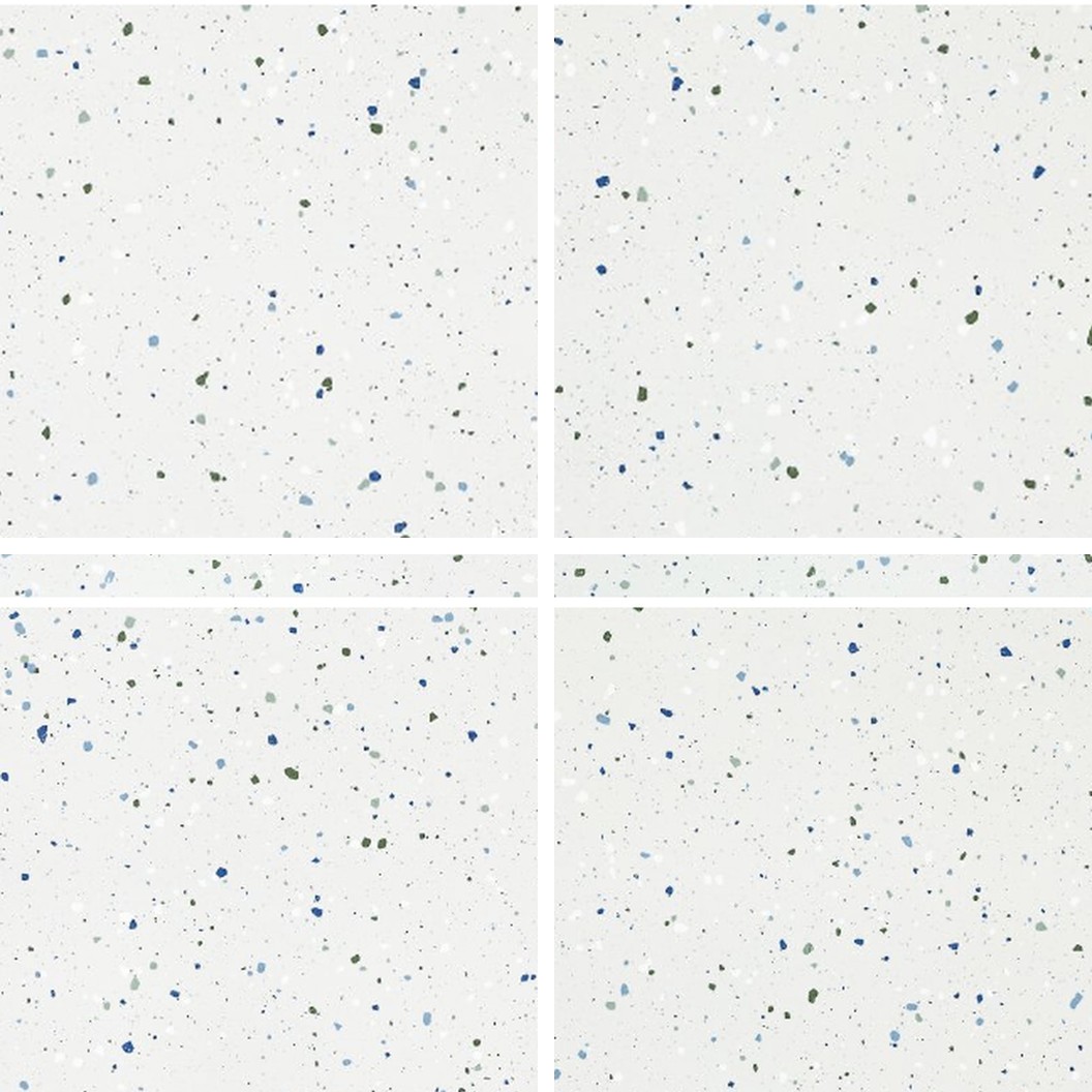 SP66AB06T white blue green grey crystal granule terrazzo look glazed polished porcelain tile complete 4 random design faces product photo 600x600mm glossy surface