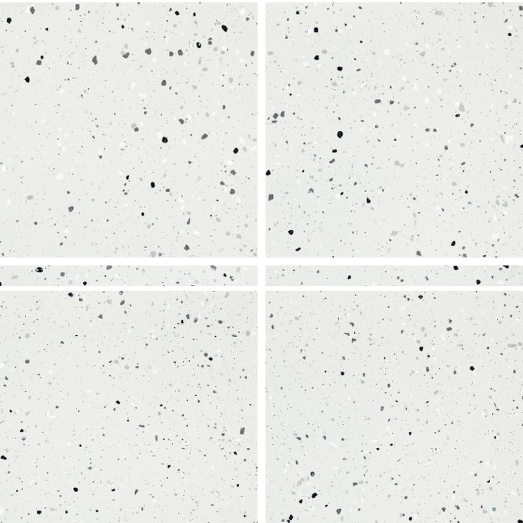 SP66AB07T white black grey charcoal crystal granule terrazzo look glazed polished porcelain tile complete 4 random design faces product photo 600x600mm glossy surface