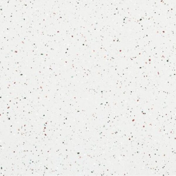 SP66AC05T white red green grey fine speckled terrazzo look glazed polished porcelain tile glossy speckled surface close up product photo 600x600mm random design face 4