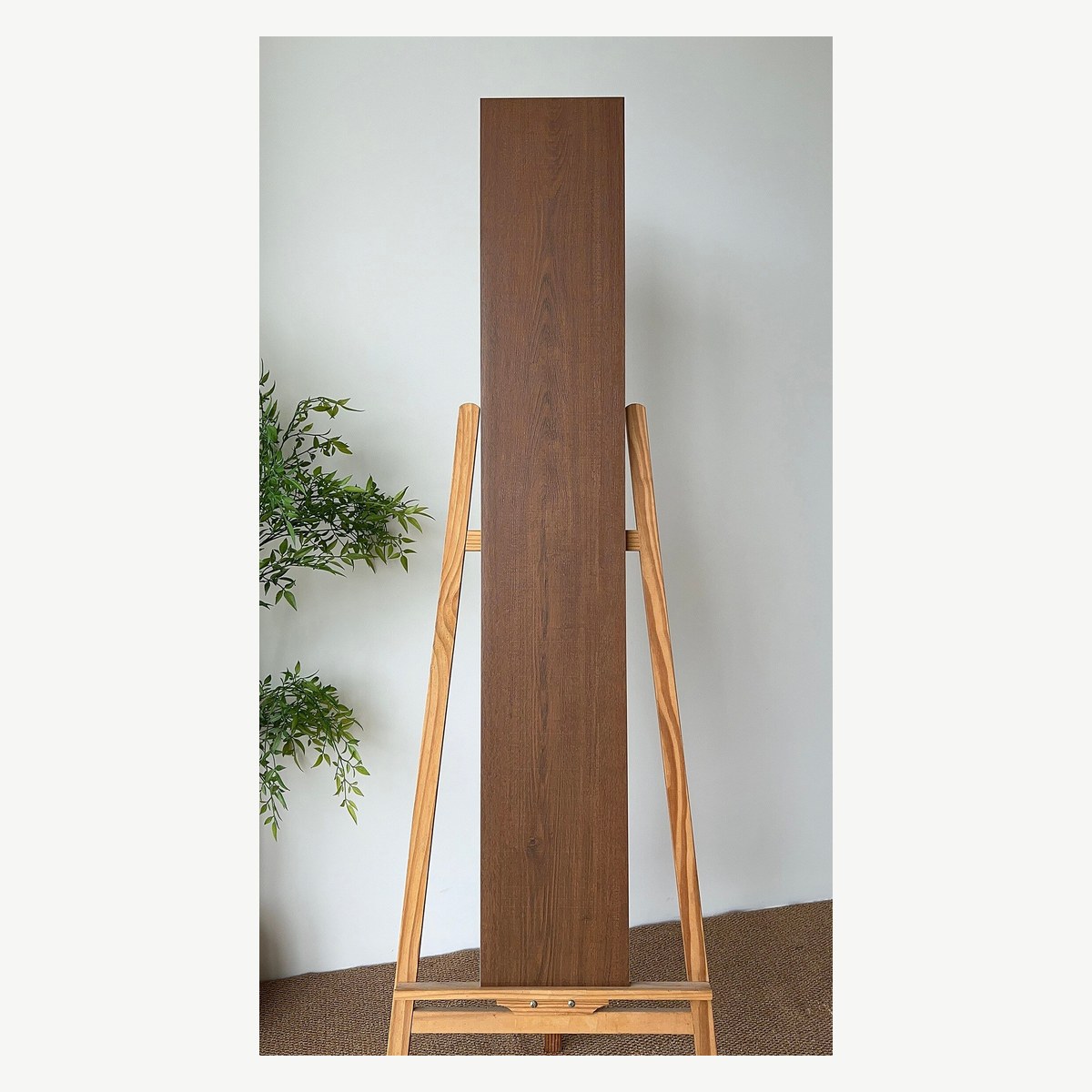 ML1525MY03 dark walnut brown wooden tile wood look glazed porcelain tile matt long plank 250x1500mm real photo single plank showroom