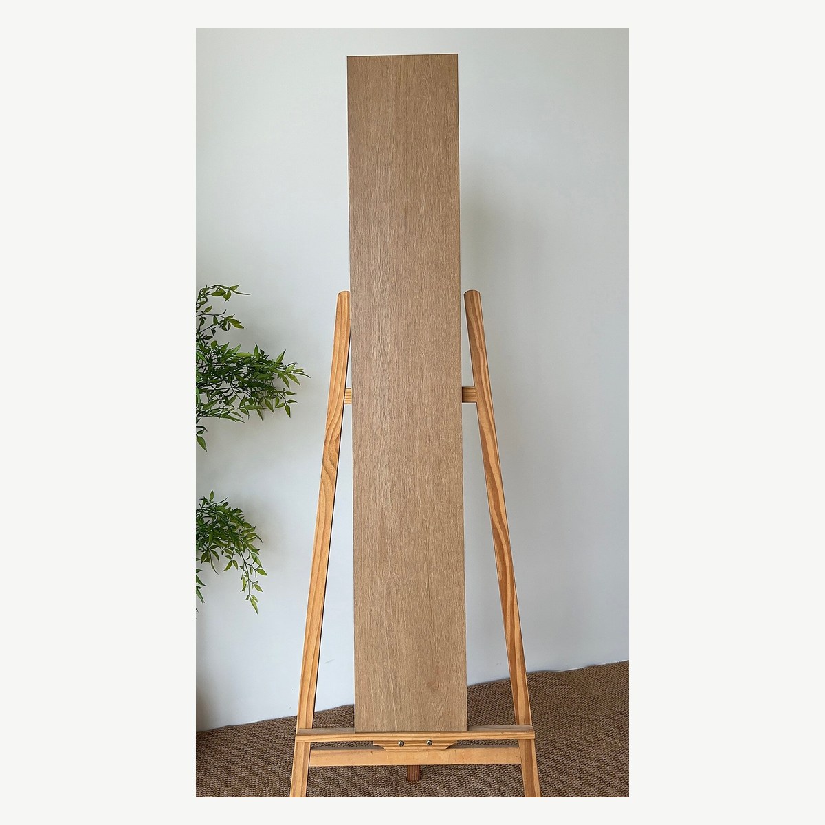ML1525S12 warm oak beige wooden tile wood look glazed porcelain tile matt long plank 250x1500mm real photo single plank showroom